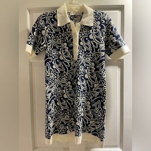 Ramy Brook Navy and Cream Textured Floral Sweaterdress